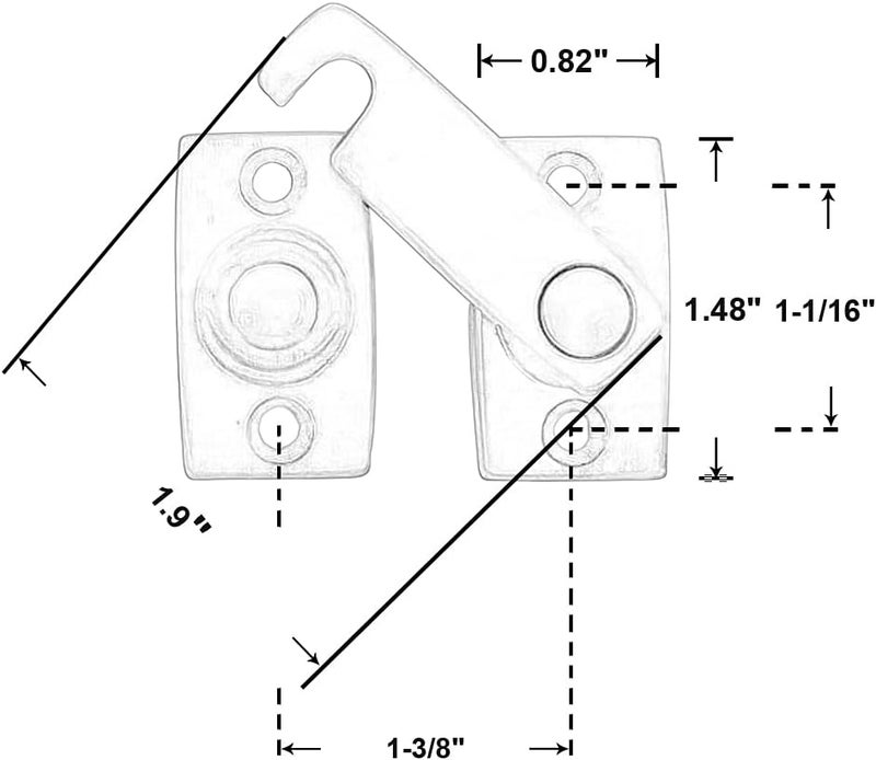 QCAA Solid Brass Shutter Bar/Door Latch, 7/8" x 2-3/32", Polish Brass, 2 Pack, Made in Taiwan - Image 2